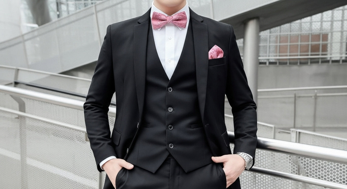 Set Corbatín + Pañuelo + Gemelos  |  Jacquard Corrugada (Cod 36)