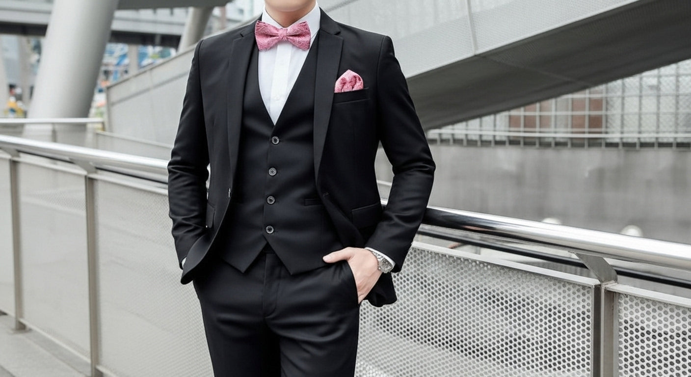 Set Corbatín + Pañuelo + Gemelos  |  Jacquard Corrugada (Cod 36)