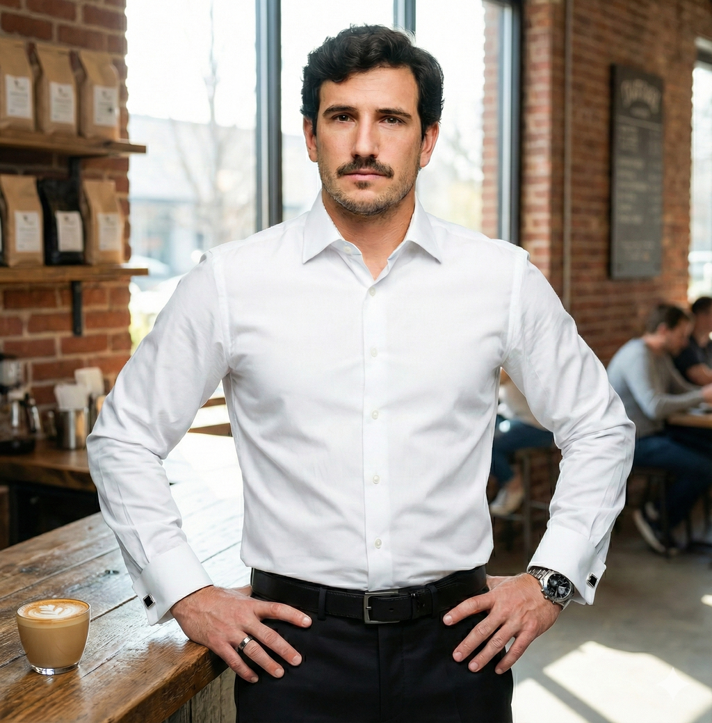 Camisa blanca para colleras. Puño francés (Cod 14)